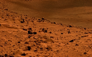 Red soil on the surface of Mars