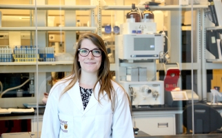 Allison Guitor in her lab at McMaster University.