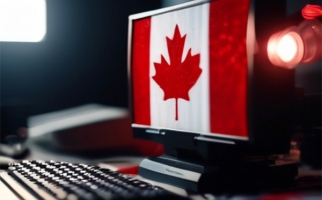 Canada flag on computer screen