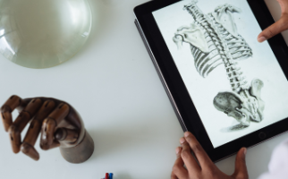 iPad with human skeleton image