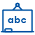Line drawing of a chalkboard with "abc" written on it