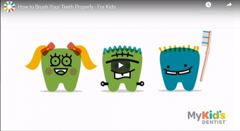 This video, from MyKid’sDentist on proper tooth brushing, could be shown to students 