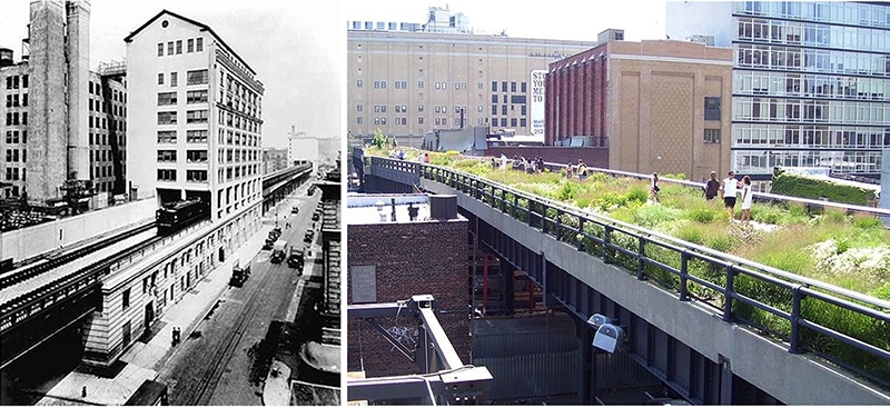 Left High Line, 1936 and right High Line, 2010