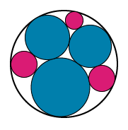 Six small circles within a large circle