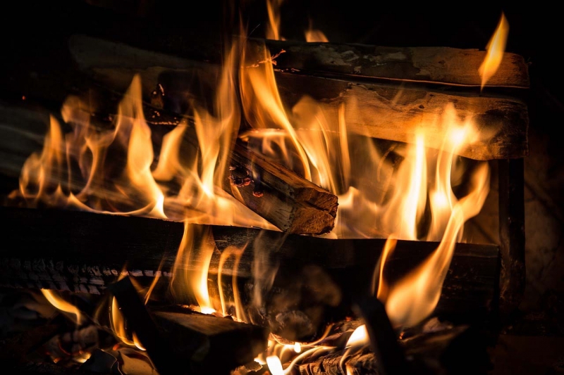 Burning wood is a good example of a chemical reaction in which light and heat can both be observed