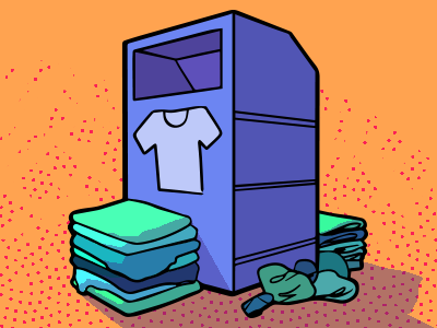 Clothing near a clothing donation bin