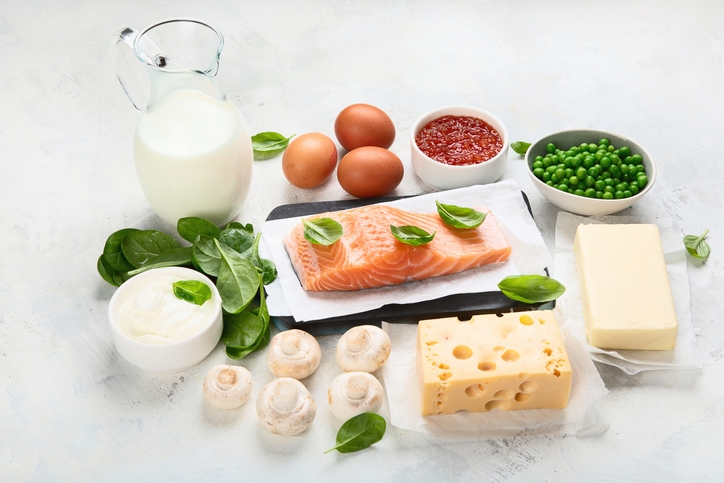 Fish, fish eggs, eggs, mushrooms and fortified dairy products are all good sources of Vitamin D