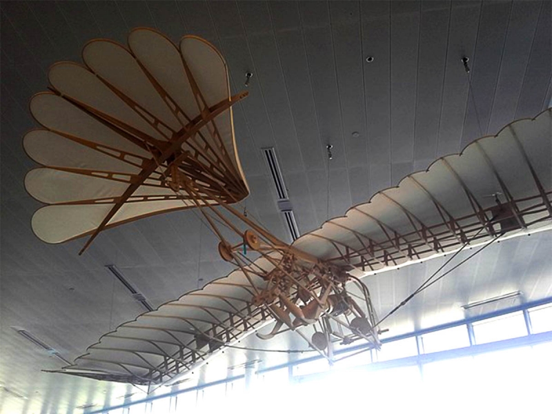 This aircraft was built based off of da Vinci's sketches of his ornithopter