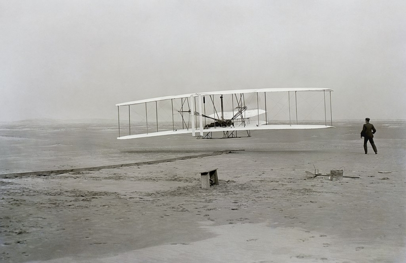 First heavier-than-air flight by the Wright Brothers