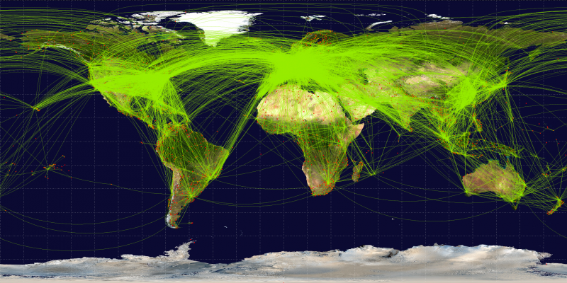 Map of airline routes from 2009