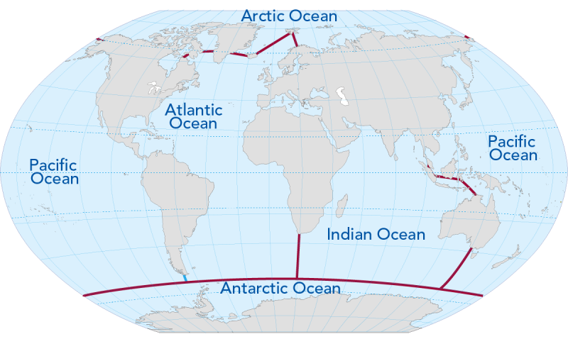 Five oceanic areas