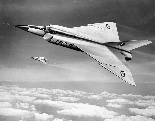 An artist’s drawing of the Avro CF-105 Arrow drawn around 1955