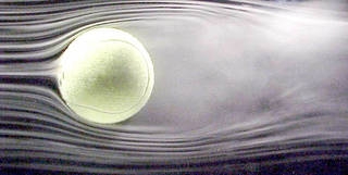 Using fog to see airflow around a tennis ball