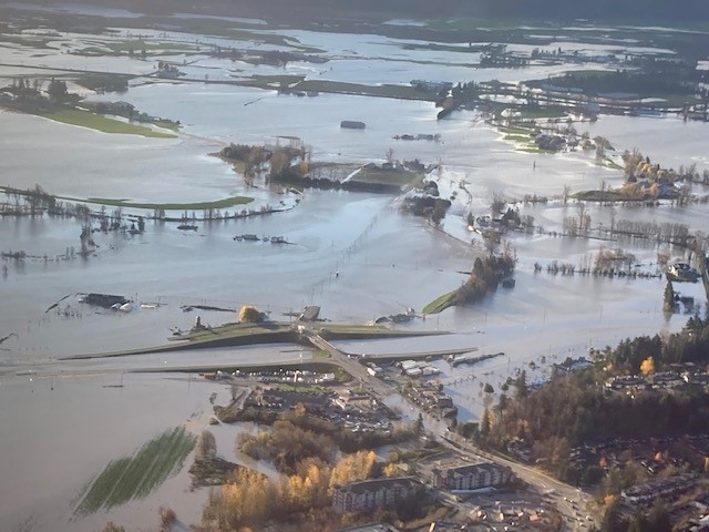 Flooding at the Whatcom Road Interchange in British Columbia, November 2021
