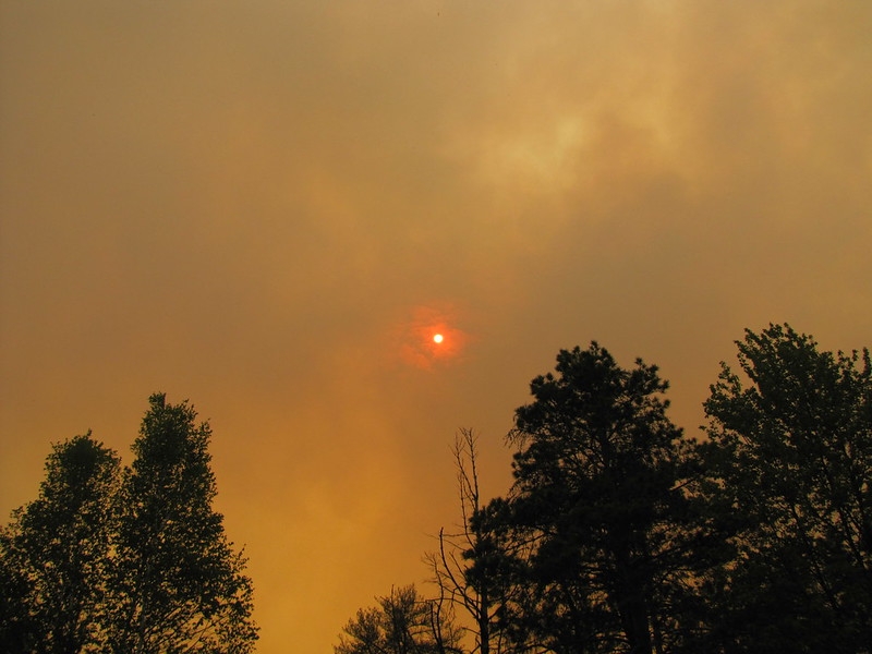 Sky full of smoke during the Pine Creek Wildfire, 2012