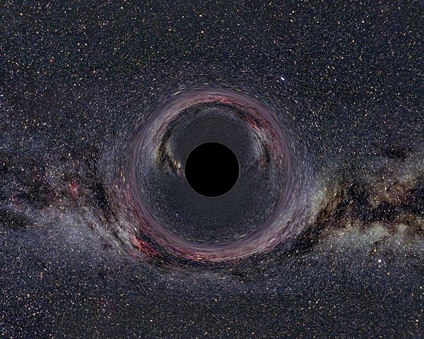 A simulated Black Hole with the Milky Way in the background 