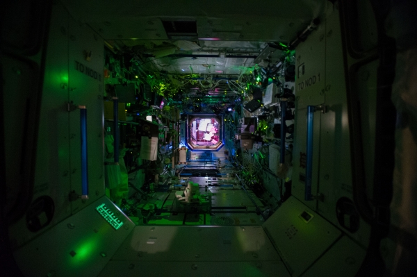 Lighting inside the Destiny Laboratory Module during sleep time