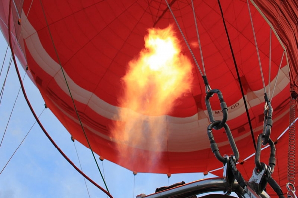 Burners heat up the air inside a hot air balloon