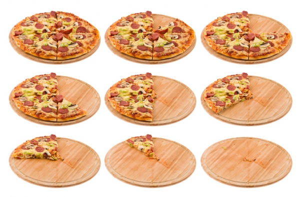 Series of nine pizza segments