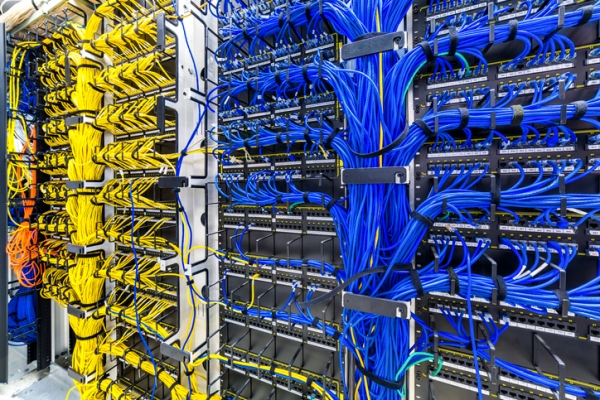 Room full of ethernet cables