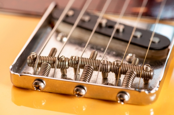 Close up of guitar wires