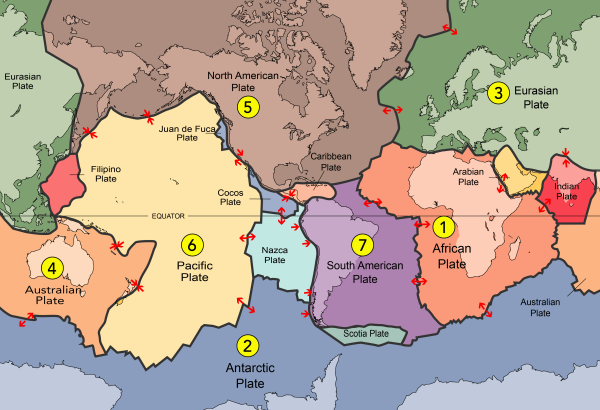 The tectonic plates of the Earth