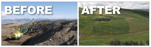 Shown are two colour photographs of the same landscape, labelled "Before" and "After."