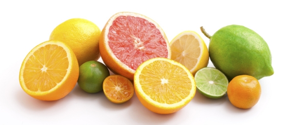 Shown is a colour photograph of a pile of citrus fruit.