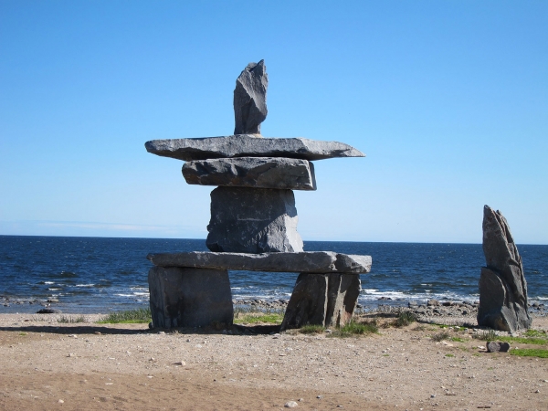 Inukshuk seen on a clear day