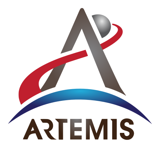 Shown is a colour illustration of the Artemis program logo. 