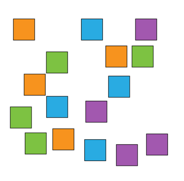 Shown are 16 squares, some of which are the same as in the previous image.