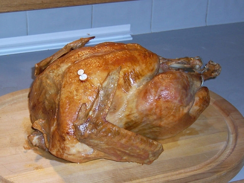 Turkey thermometer (white pin stuck in the turkey breast)